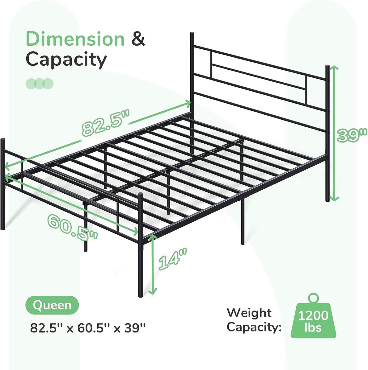 Elegant Wrought Metal Sleigh Bed Frame