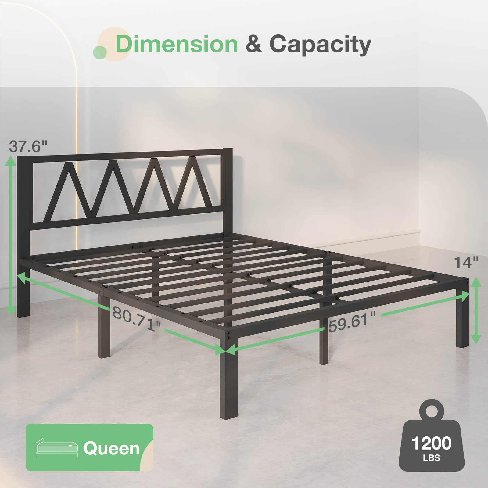 Geo Bed Frame with Headboard 14/18 Inch