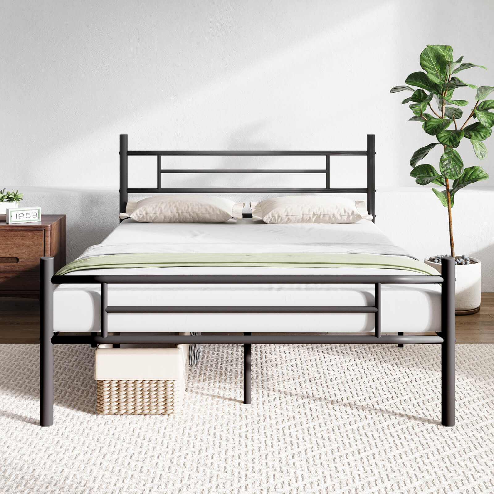 Novilla Queen Bed Frame with Headboard and Footboard, Metal Platform Bed Frame, Large Storage Space, Strong Metal Slats Support, Mattress Foundation No Box Spring Needed