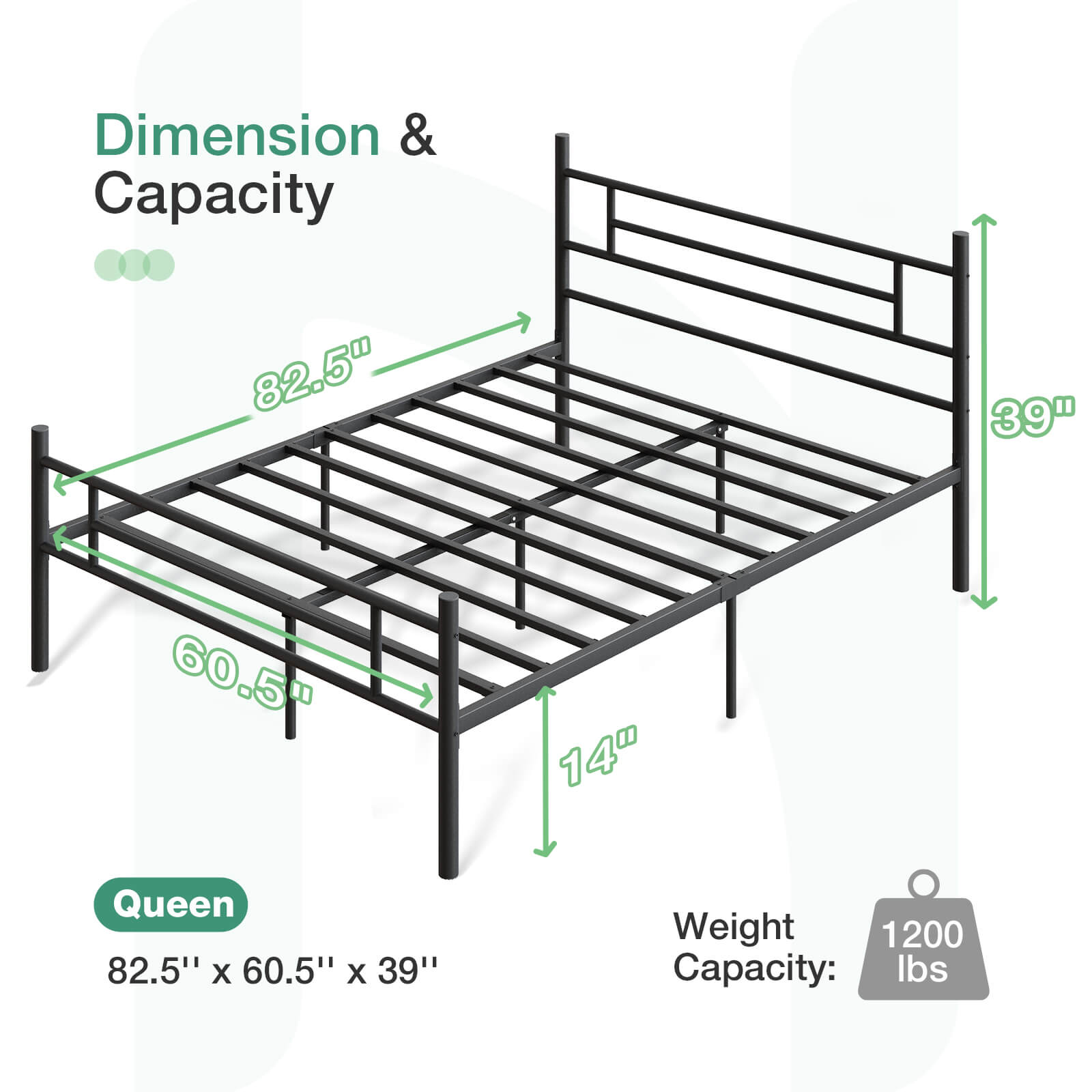 Novilla Queen Bed Frame with Headboard and Footboard, 14 Inch Metal Platform Bed Frame Queen Size, Large Storage Space, Strong Metal Slats Support, Mattress Foundation No Box Spring Needed