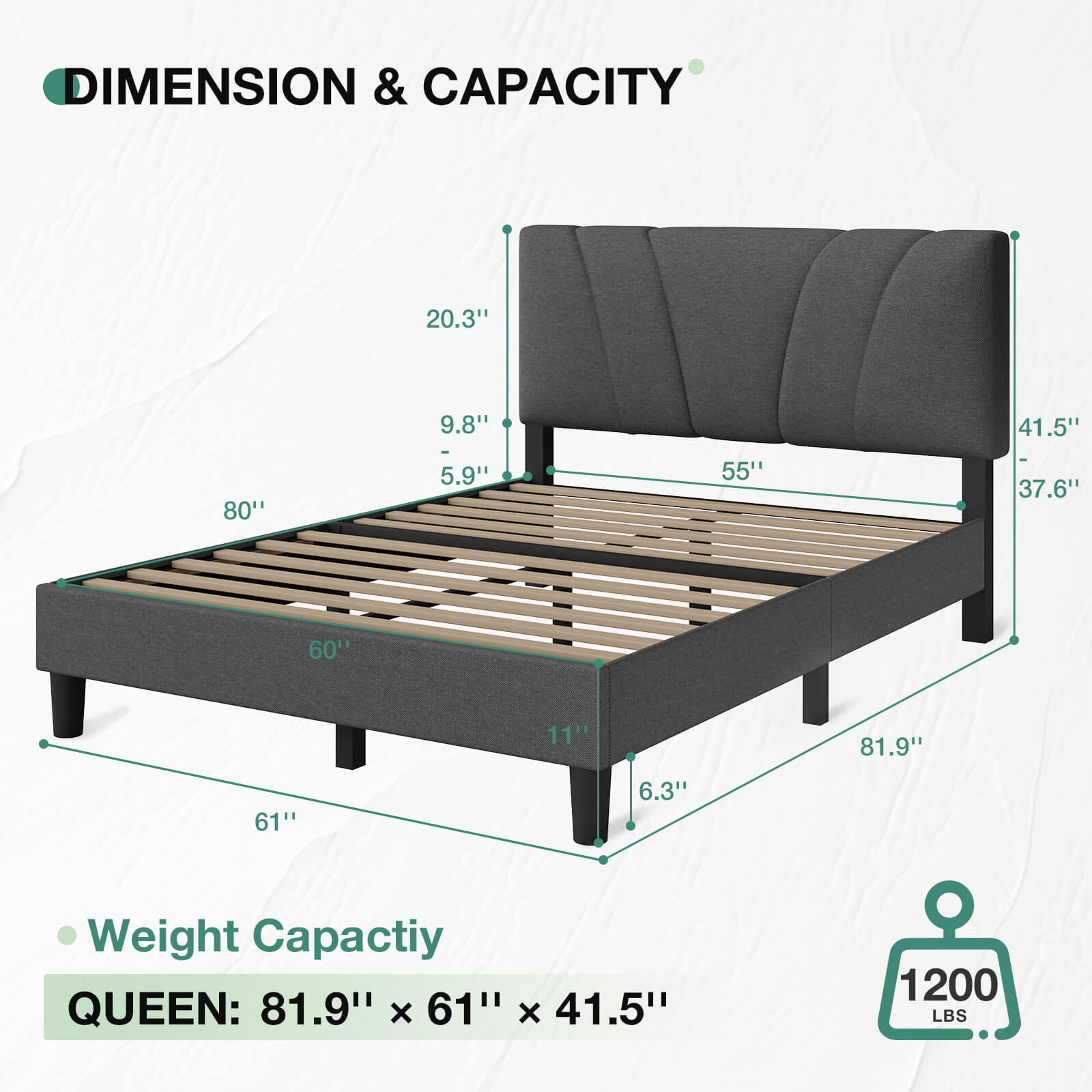 Novilla Queen Bed Frame with Headboard, Bed Frame Queen Size with Wood Slats Support,Linen Upholstered Adjustable Headboard, No Box Spring Needed, Heavy Duty Feet, Easy Assembly, Beige