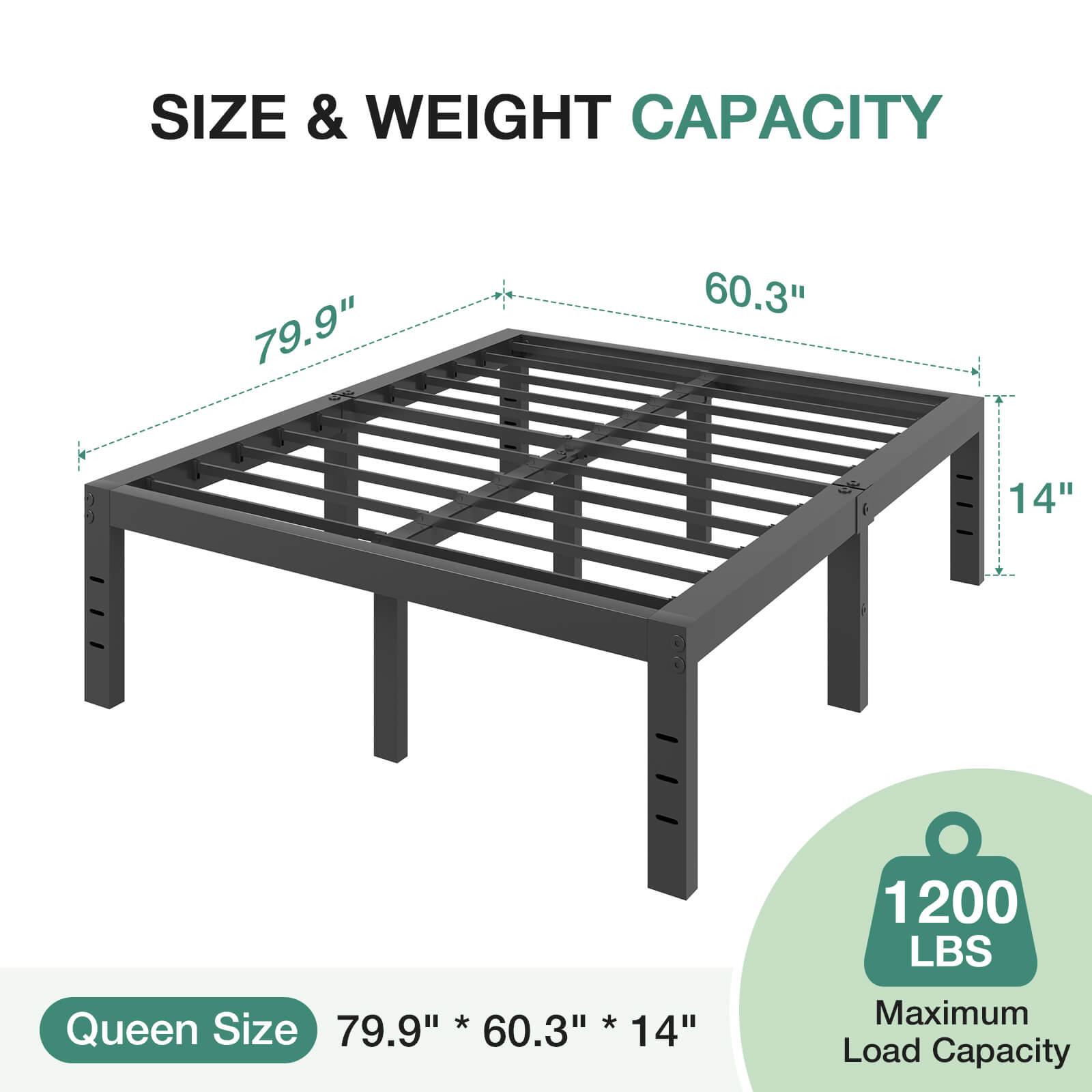 Novilla Bed Frame, Simplicity Metal Platform Bed Frame with Underbed Storage, No Box Spring Needed, Heavy Duty Steel Slat Support, for Bedroom, Guest Room, Noiseless