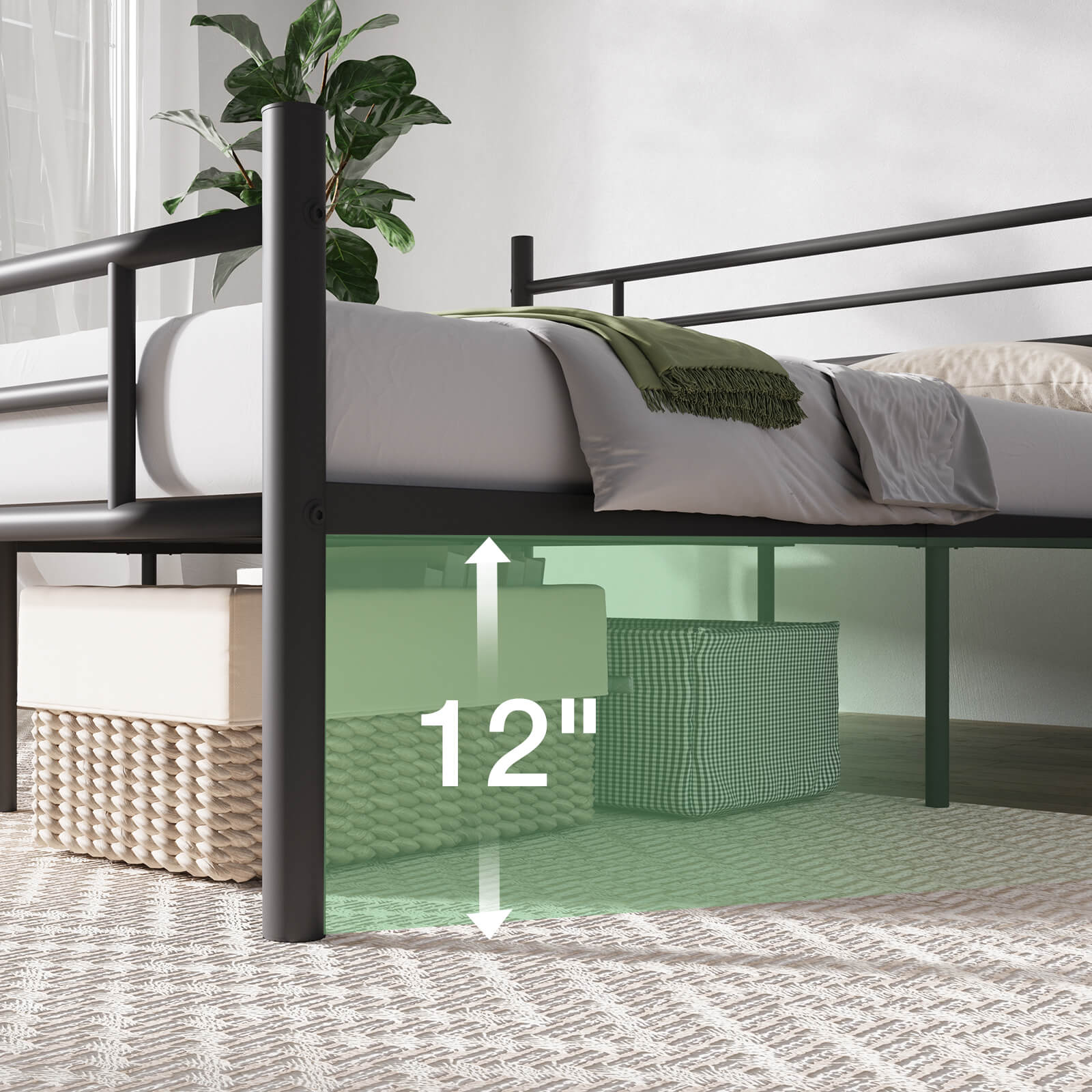 Novilla Queen Bed Frame with Headboard and Footboard, Metal Platform Bed Frame, Large Storage Space, Strong Metal Slats Support, Mattress Foundation No Box Spring Needed