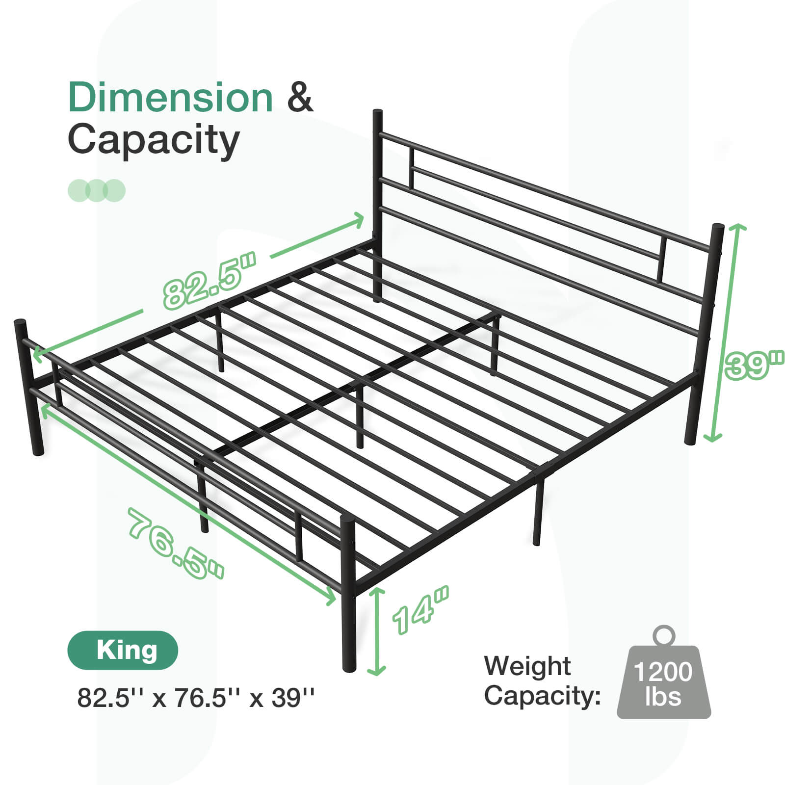 Minimalist 14 Inch Metal Bed Frame with Headboard