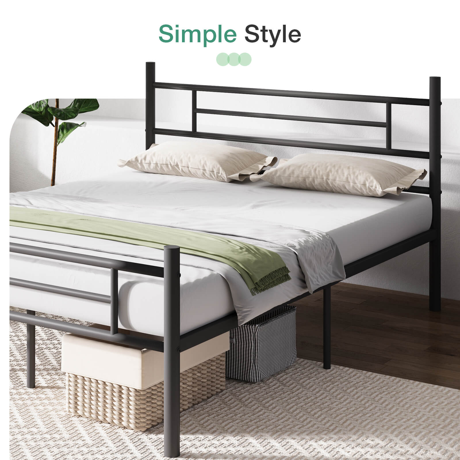 Novilla Queen Bed Frame with Headboard and Footboard, 14 Inch Metal Platform Bed Frame Queen Size, Large Storage Space, Strong Metal Slats Support, Mattress Foundation No Box Spring Needed