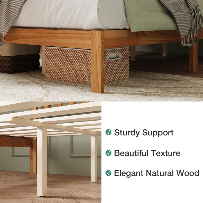 Solid Wood Bed Frame with Headboard