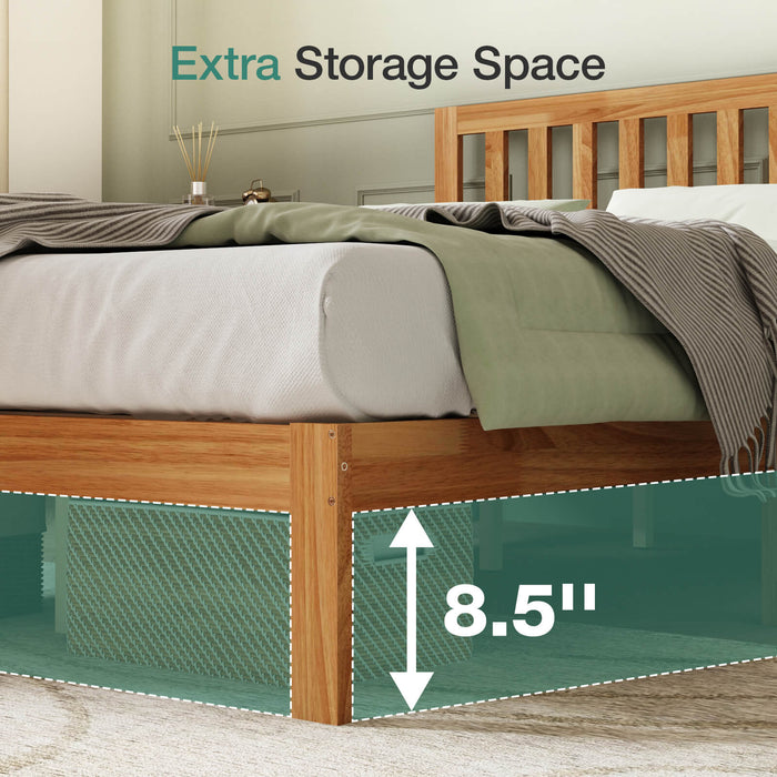 Solid Wood Bed Frame with Headboard