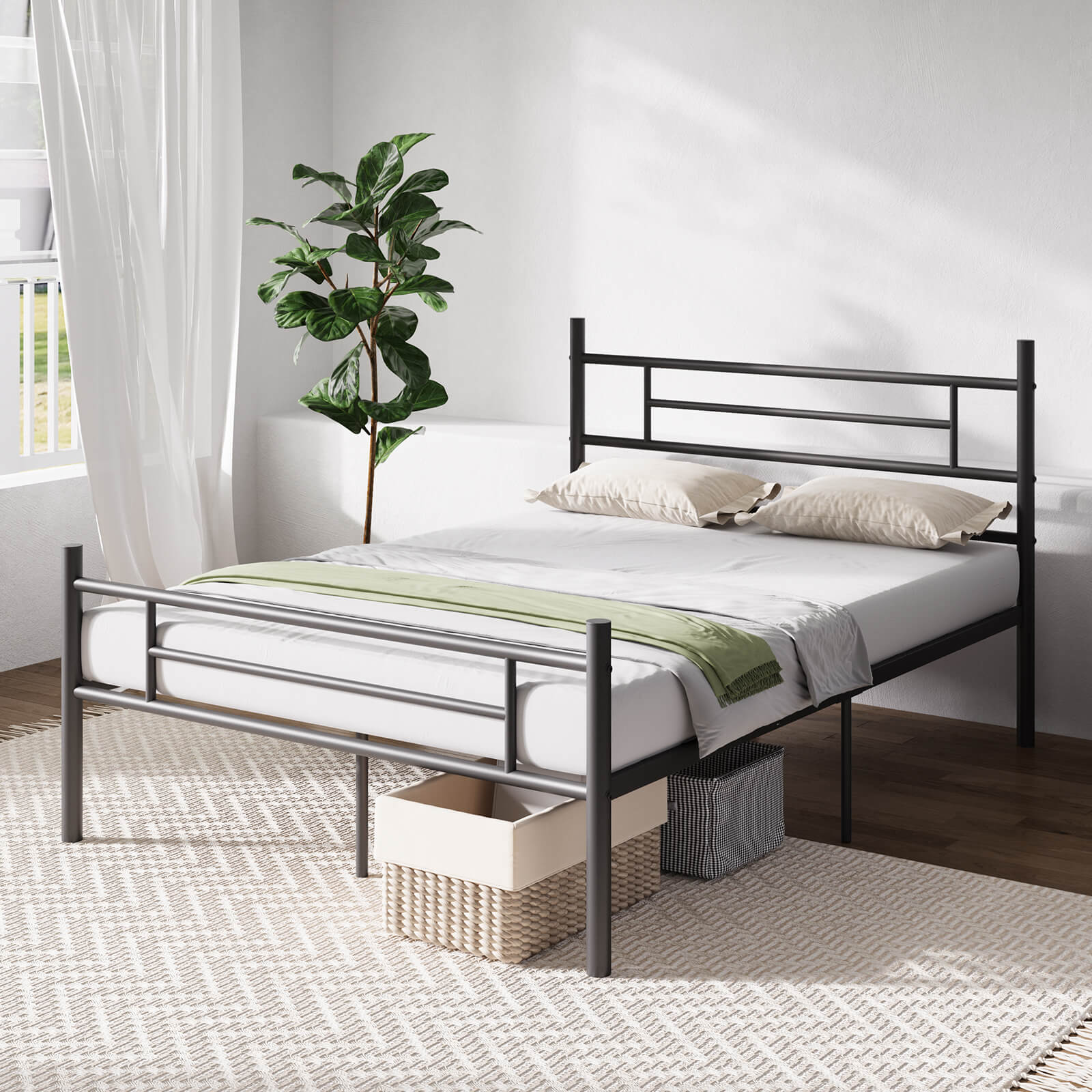 Zenith Metal Bed Frame with Headboard