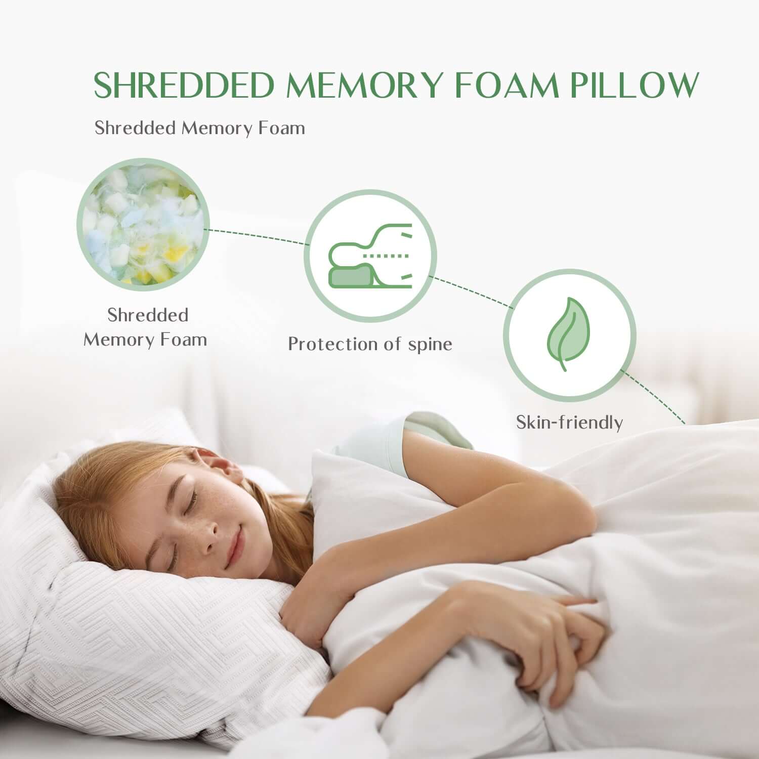 Shredded Memory Foam Pillows for Sleeping,Bed Pillows Queen Size
